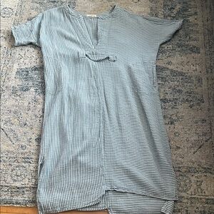 Rüya Kaftan Tunic Striped Short Sleeve Dress with Pockets